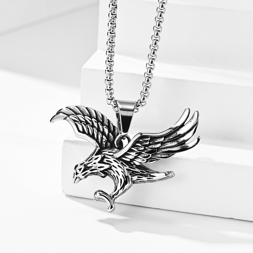 Stainless Steel Eagle Necklace Planderful Unisex Titanium Wing Pendant Personalized Gift Of Protection