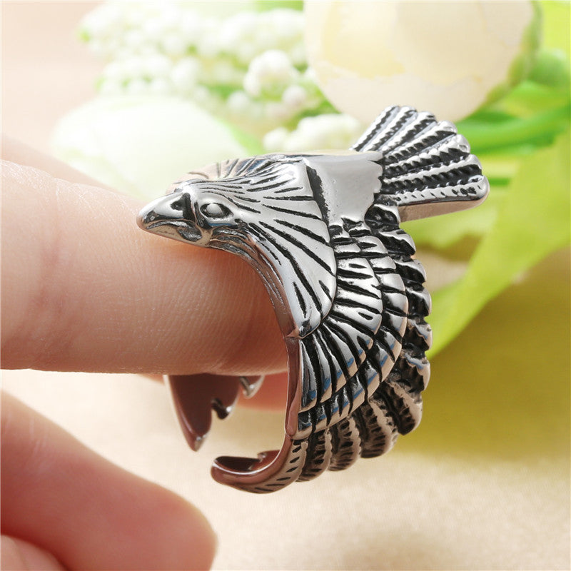 Titanium Steel Retro Eagle Ring for Men - Trendy American and European Jewelry Accessories