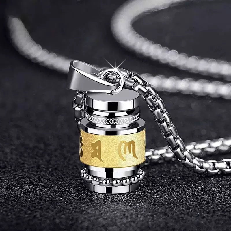 Planderful Shurangama Mantra Necklace Men Stainless Steel Pendant Sacred Mantra For Protection And Focus