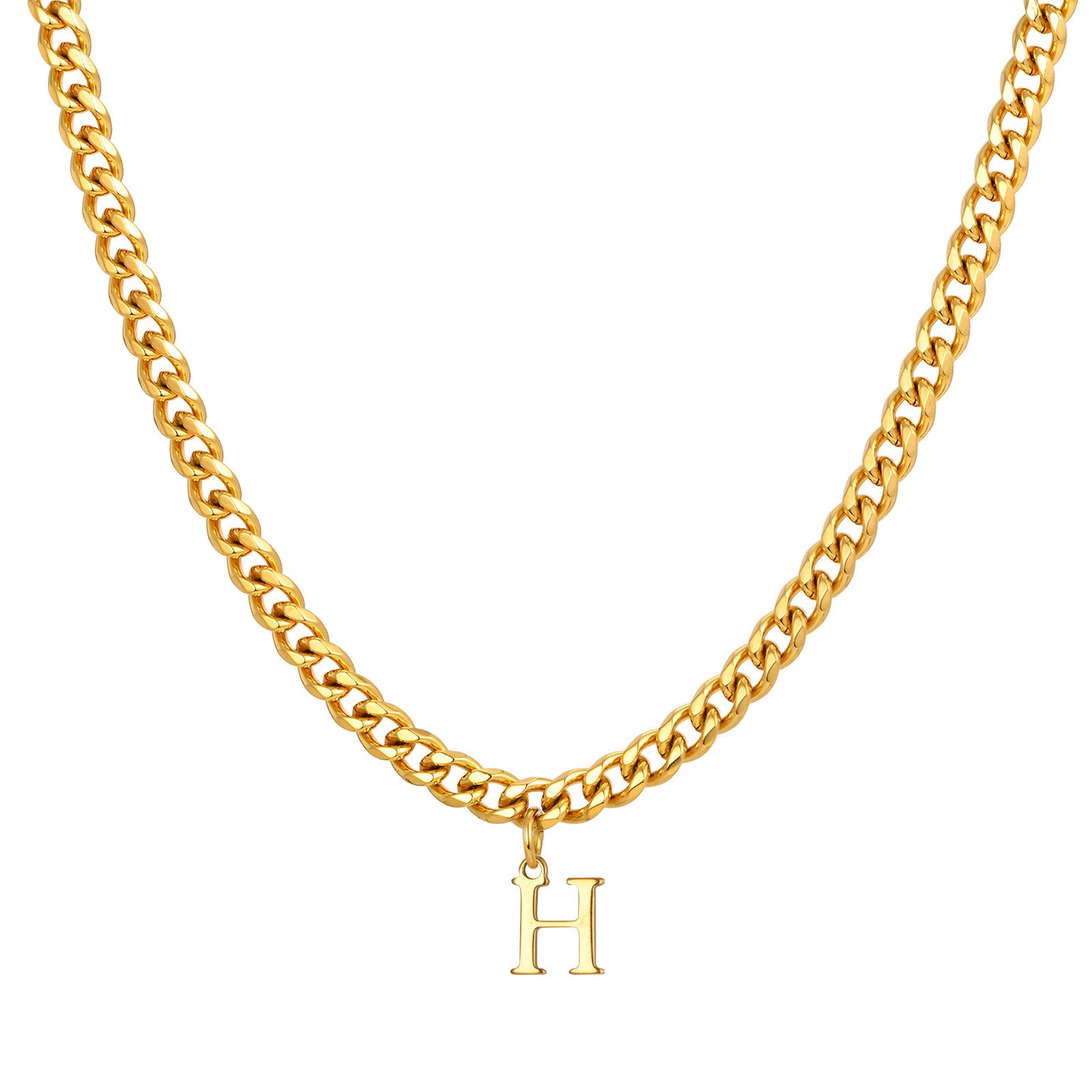 Planderful Mens Stainless Steel Letter Necklace Gold For Men