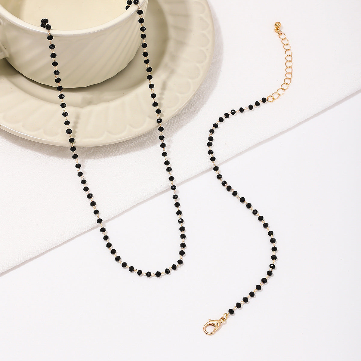 Metallic Glass Beaded Necklace and Bracelet Set - Elegant Jewelry Gift for Women