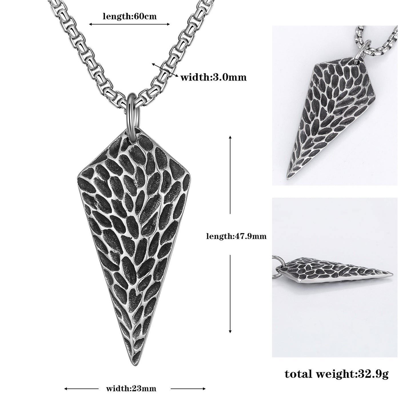 Steel Necklace - Vintage Men's Cross Prism