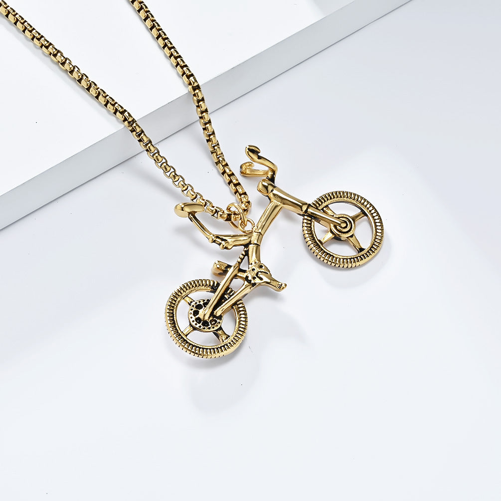 Bicycle Pendant Necklace For Fashion Lovers Timeless Retro Design Steel Jewelry Planderful Everyday Genie Niche Accessory