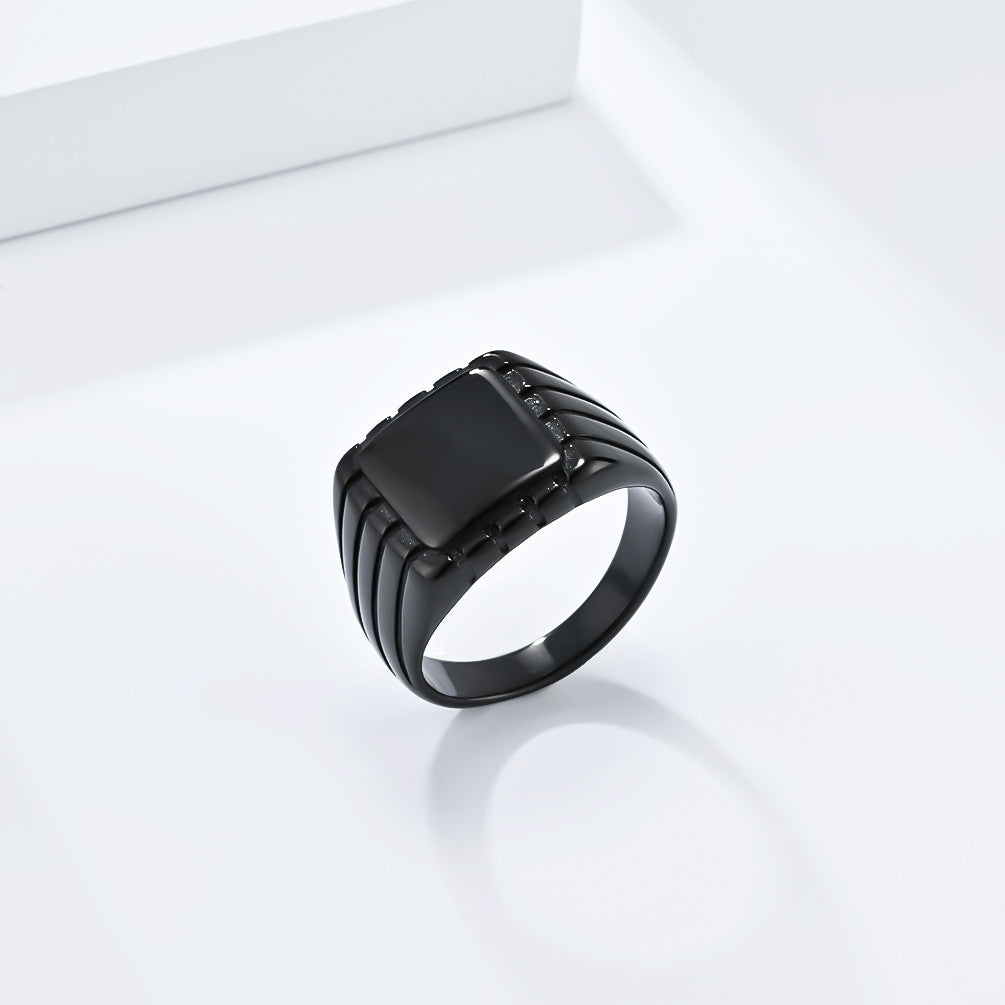Cross-Border Neutral Cold Square Seal Ring for Men