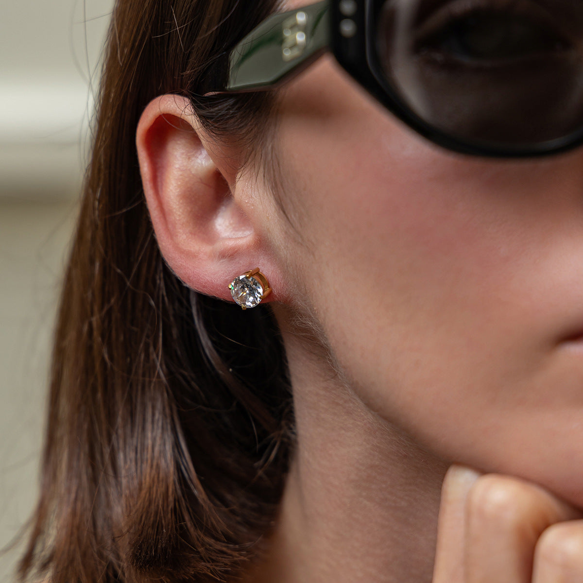 Planderful Vienna Verve Love Shaped Zircon Stainless Steel Stud Earrings For Daily Wear Fashion Lovers