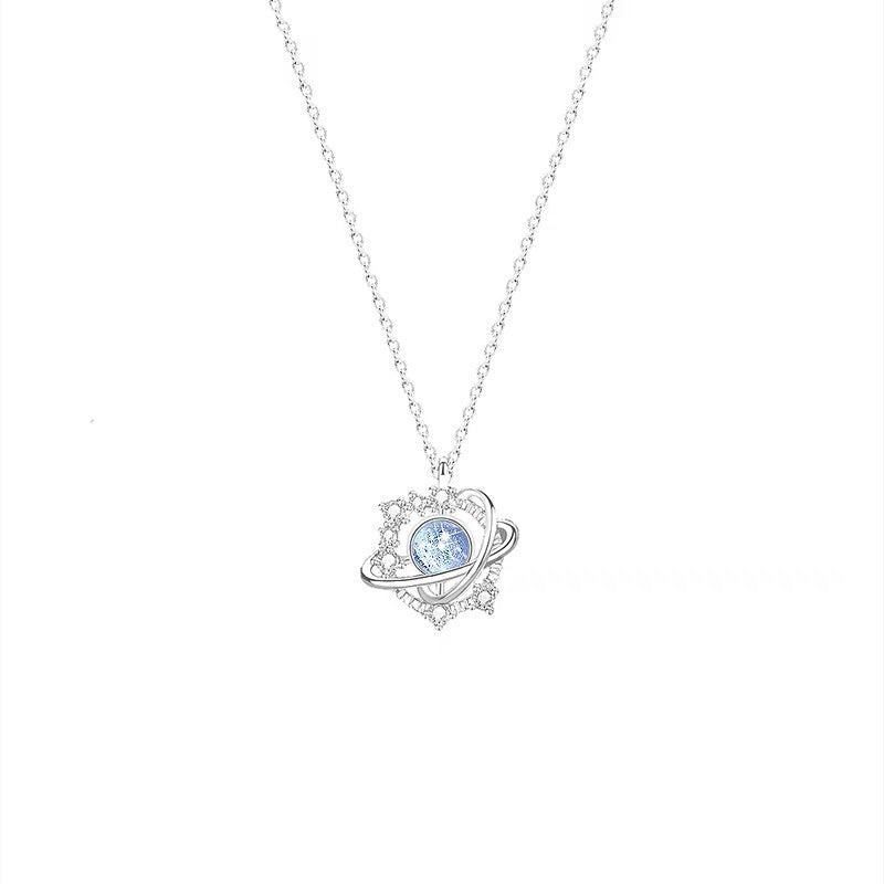 S925 Sterling Silver Moonstone Galaxy Necklace