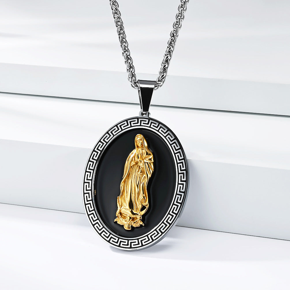 Planderful Virgin Necklace Unisex 18K Gold Plated Pendant For Men Streetwear Style With Niche Literary Retro Charm