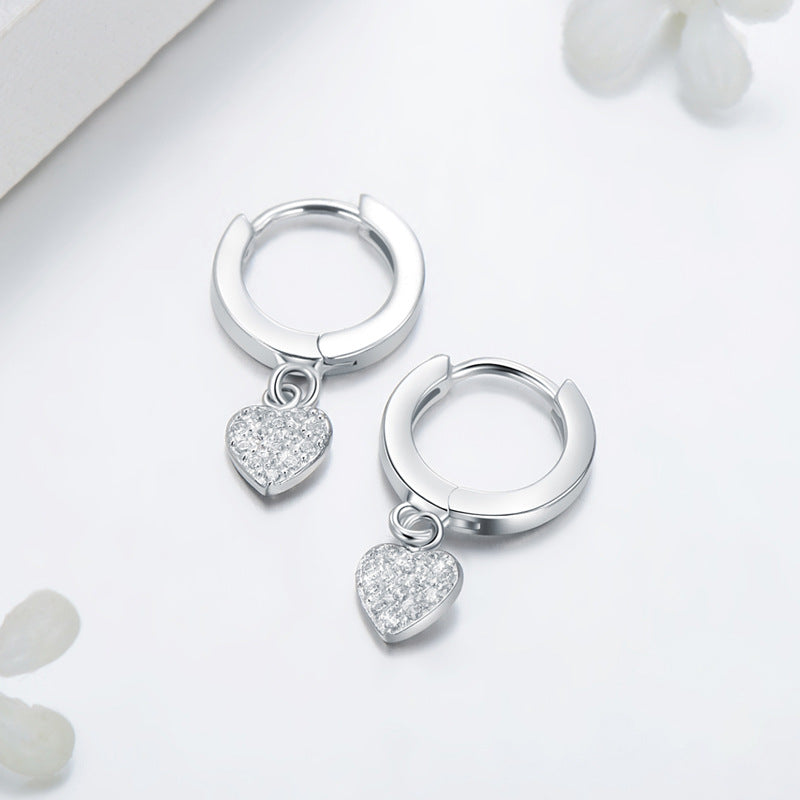 925 Sterling Silver Heart Star Hoop Earrings