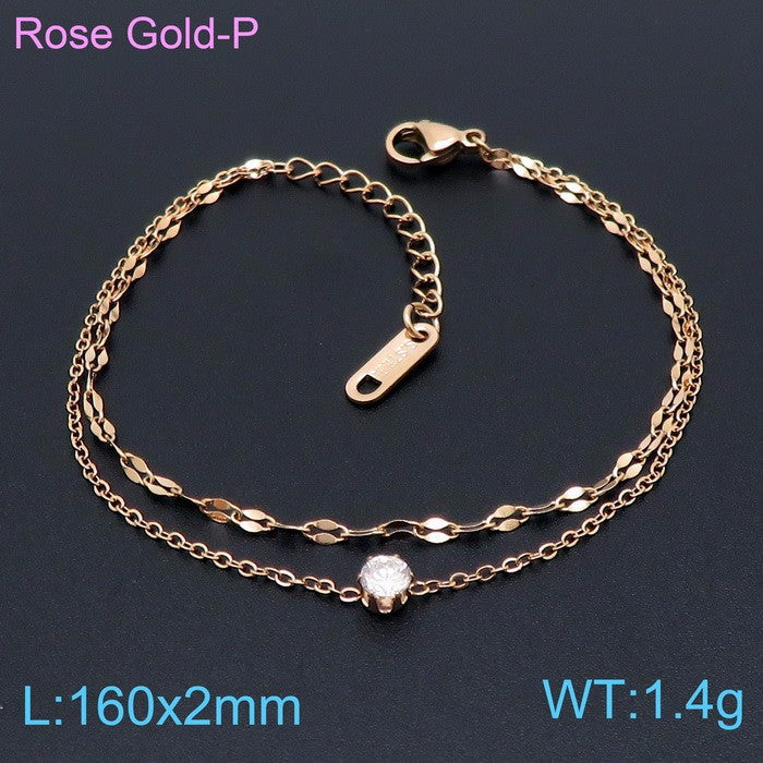 Double-Layer Stainless Steel Women's Bracelet – Commuting Zircon For Girlfriend