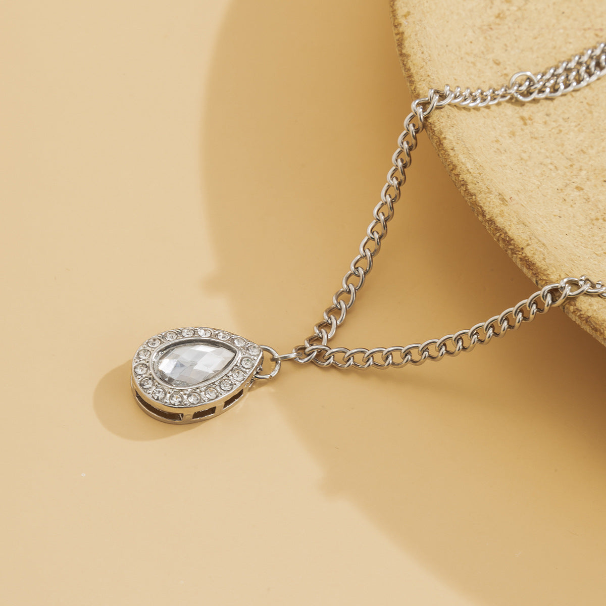 European and American Cross-border Jewelry Elegant Hollow Rhinestone Body Chain Necklace Elegant Mesh Water Droplets Tassel Shoulder Chain Apparel Women