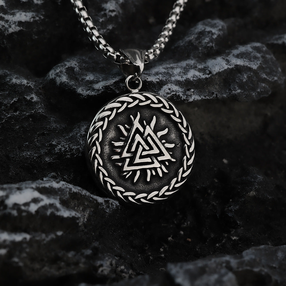 Nordic Retro Stainless Steel Personalized Viking Odin Necklace