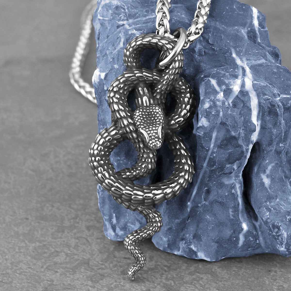 Planderful Stainless Steel Snake Pendant Necklace Unisex Everyday Edge Gift For Women And Men