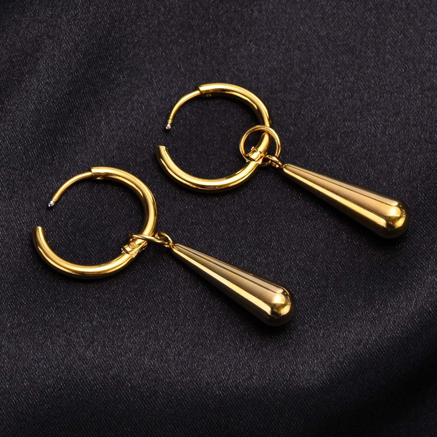 Titanium Steel Earrings Gold Water Drop Women Fashion Accessories
