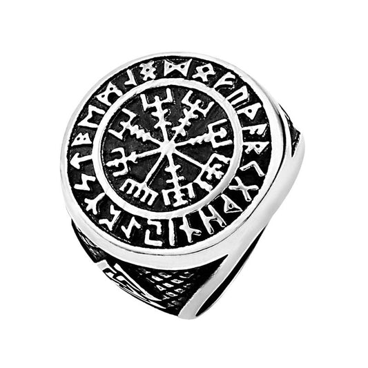Nordic Voyager Titanium Steel Ring with Odin Triangle Design for Men