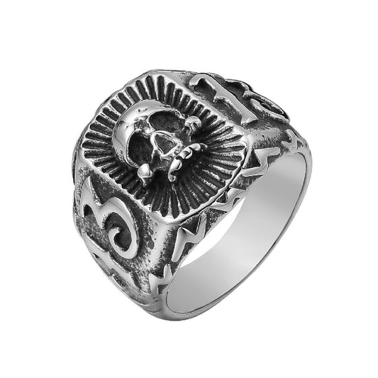 Gothic Number 13 Skull Titanium Steel Ring