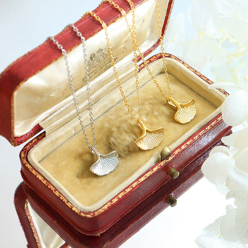 Ginkgo Geometry Pendant Necklace for Stylish Women