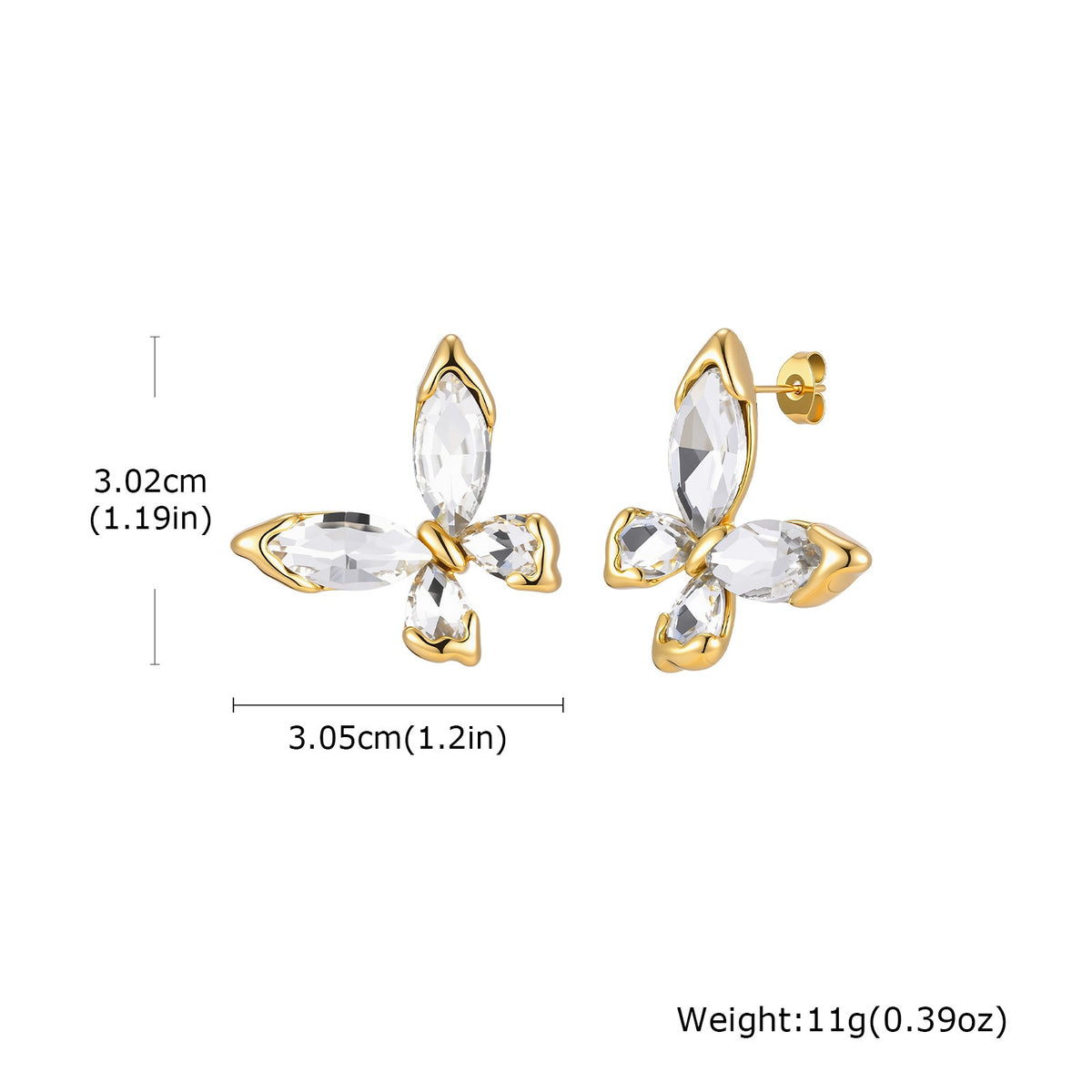 Stainless Steel Zircon Heart Earrings