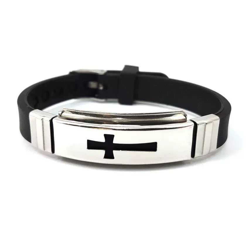 Planderful Everyday Genie Silicone Stainless Steel Sports Bracelet Korean Edition Cross Unisex For Him And Her