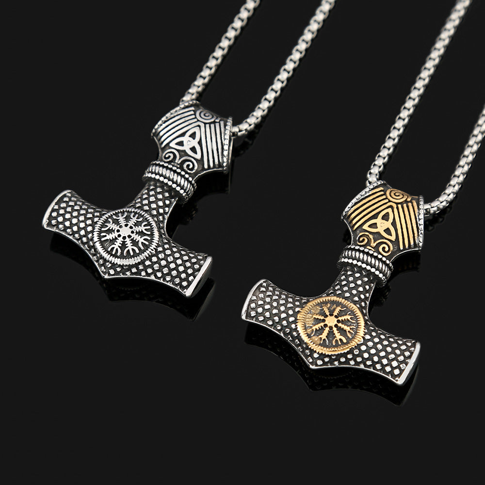 European and American Viking Rune Necklace Men's Double Sided Pendant
