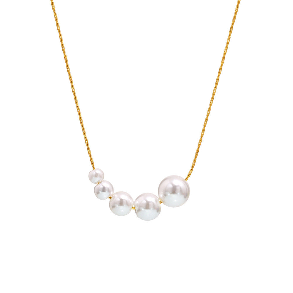 Planderful Stainless Steel Bead Necklace Women Collarbone