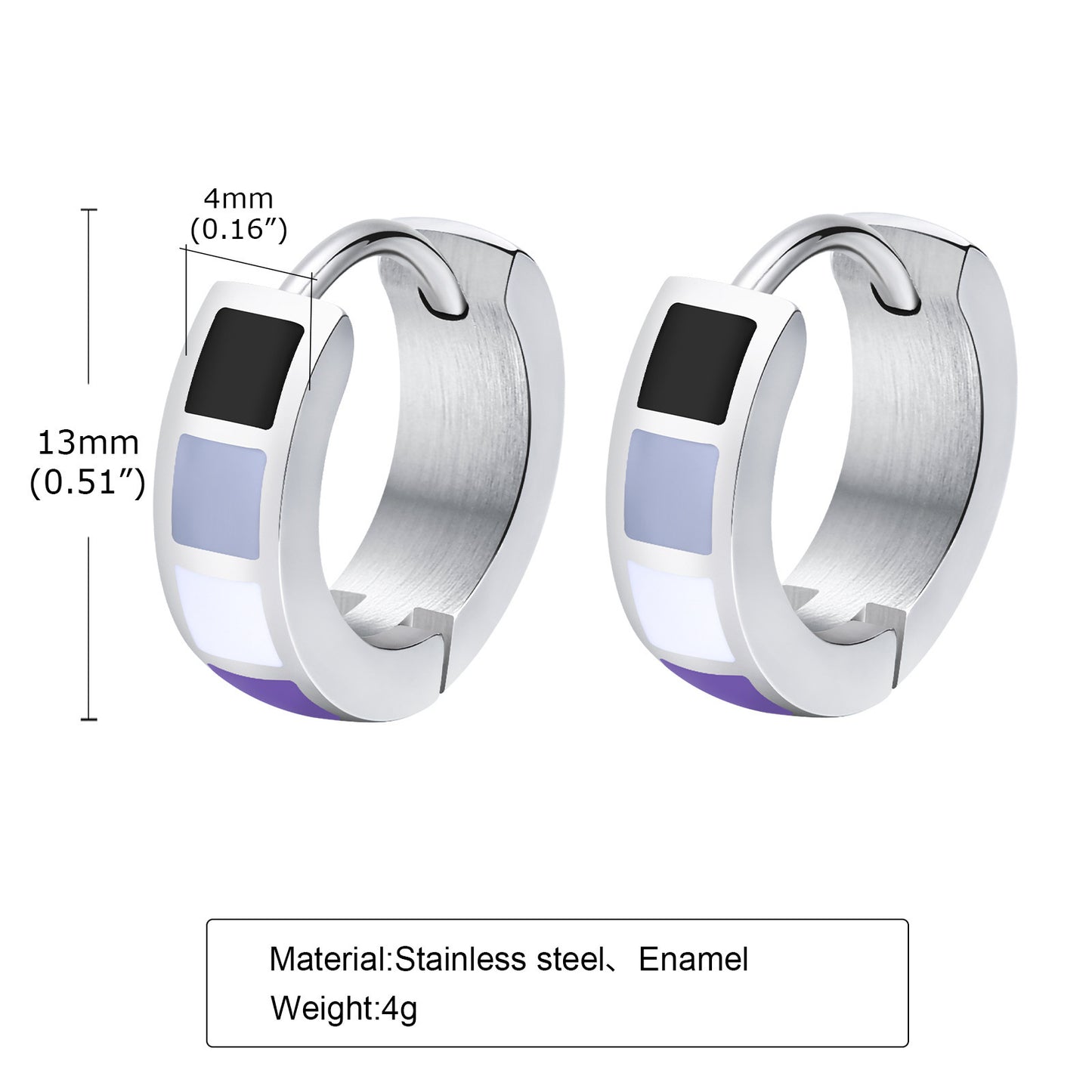 Planderful Unisex Stainless Steel Colorful Earrings