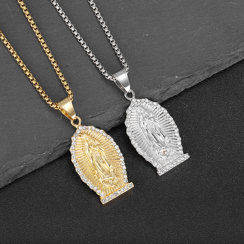 Planderful Everyday Genie Hip Hop Necklace Titanium Steel Gold Plated Rhinestone Pendant For Hip Hop Fans