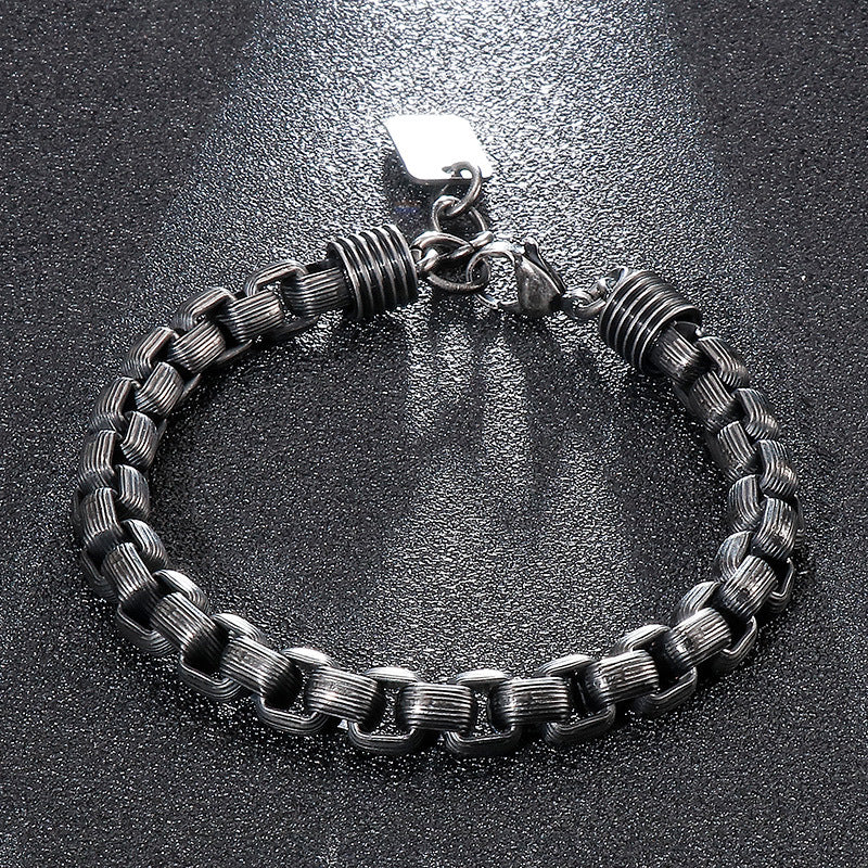 Punk Style Men's Stainless Steel Square Pearl Bracelet – Men's Titanium Steel Design