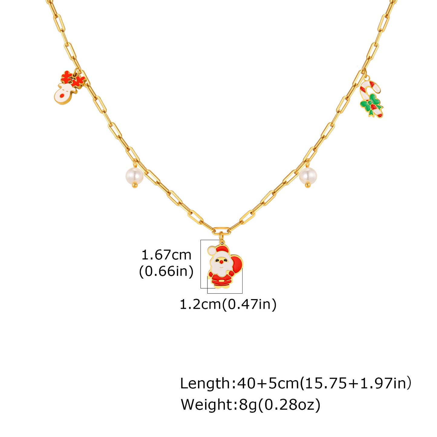 Stainless Steel Christmas Tree Cream Christmas Decorative Necklace