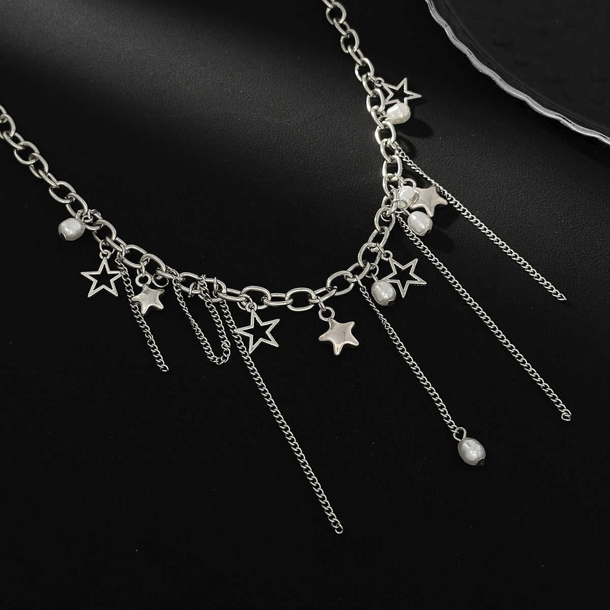 Pearl-Style Star & Cross Wrap Necklace