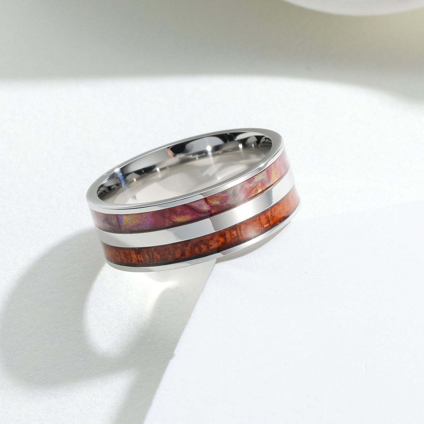 Planderful Mens Titanium Steel Ring Retro Stainless