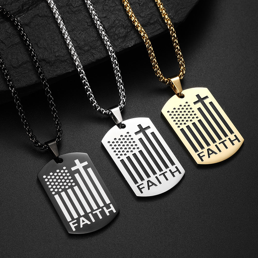 Planderful Everyday Genie Stainless Steel Cross Necklace With Inspiring Text For Hip Hop Style Men