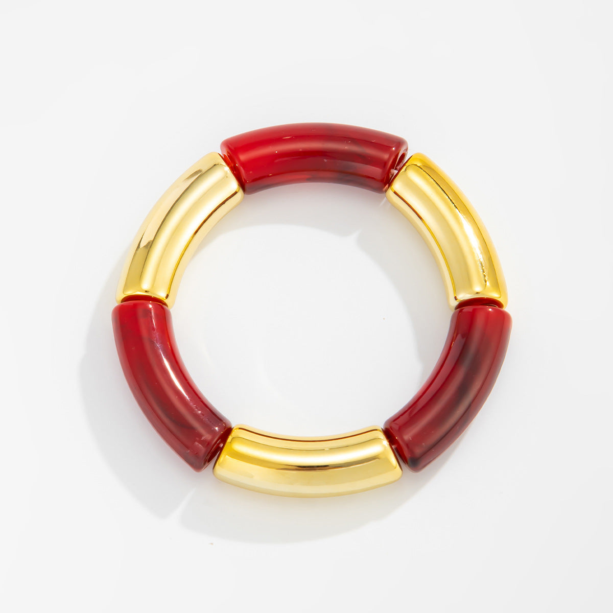 Planderful Vienna Verve Burgundy Elastic Bracelet For Women Irregular Smudge Design Statement Jewelry