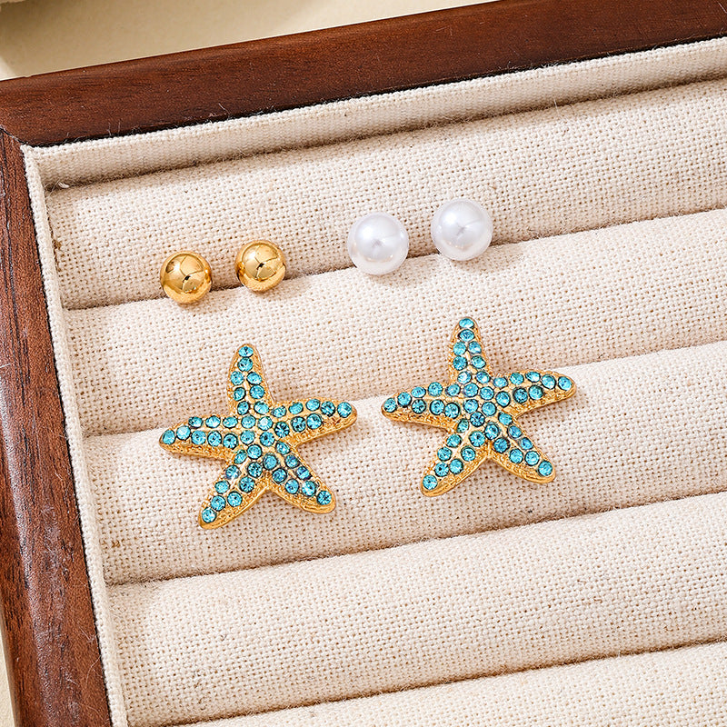 Planderful Vienna Verve Earrings – Ocean-Inspired Metal and Zircon Design