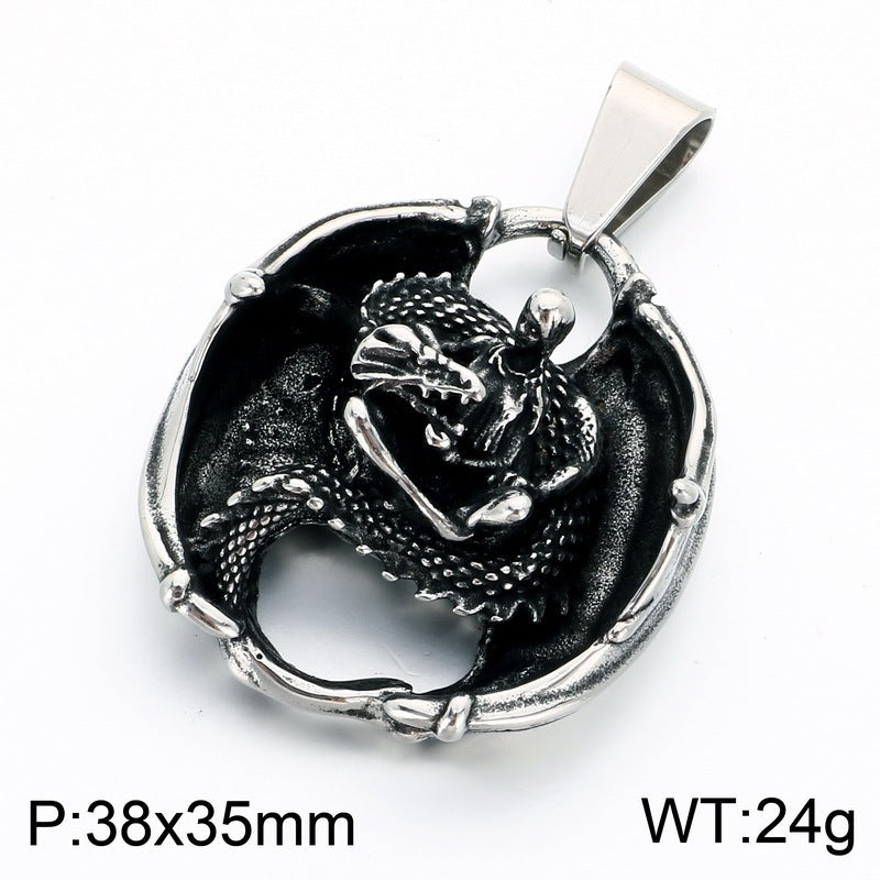 Beast Reptile Fish Titanium Steel Pendant Vintage Dragon Snake Crocodile Men's Stainless Steel Necklace