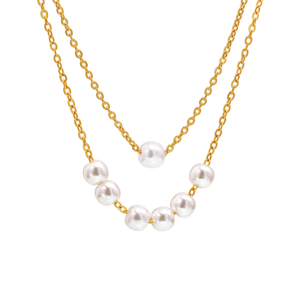 Planderful 18K Gold Plated Bead Collarbone Necklace Women