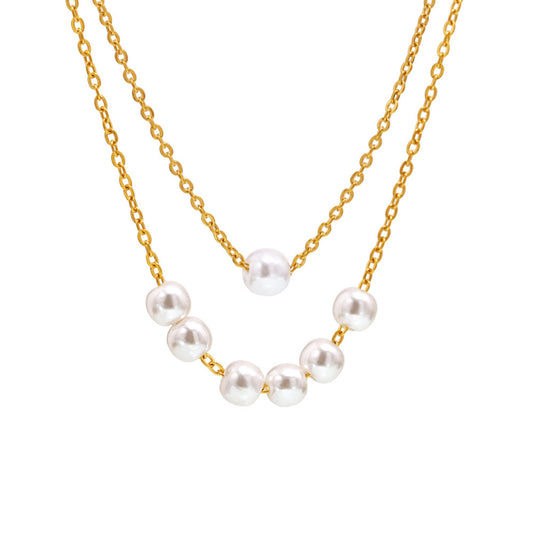 Planderful 18K Gold Plated Bead Collarbone Necklace Women