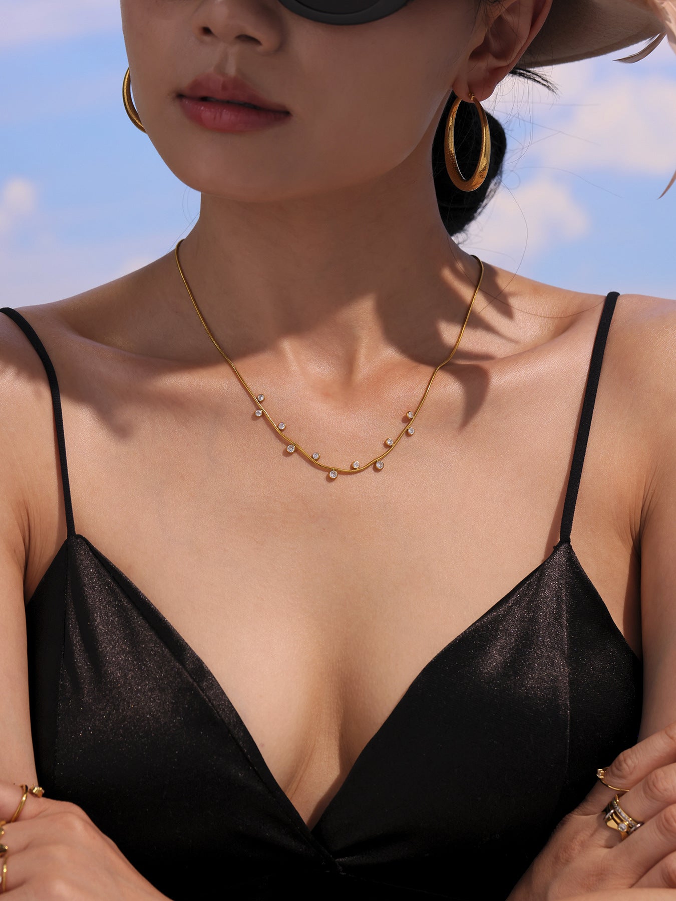 Planderful Zircon Necklace Exquisite Stainless For Women