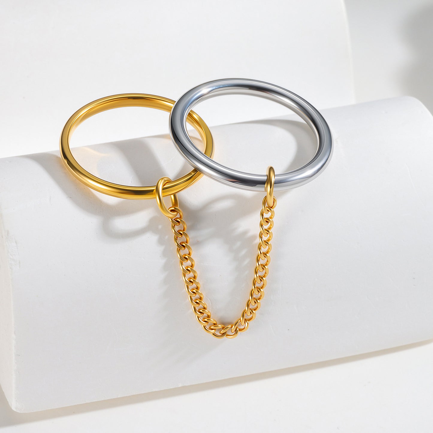 Planderful Titanium Steel Chain Stacked Ring For Men