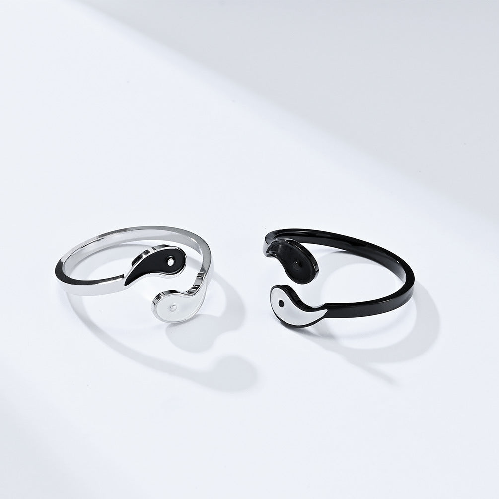 Planderful Tai Chi Yin Yang Ring Unisex Stainless Steel Symbolic Jewelry For Men And Women