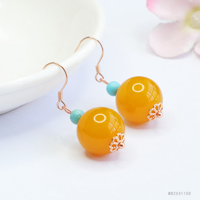 Yellow Chalcedony 925 Silver Hook Earrings