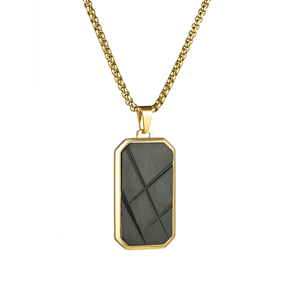 Planderful Military Pendant Necklace Titanium Steel Octagonal Cut For Men Durable European American Design