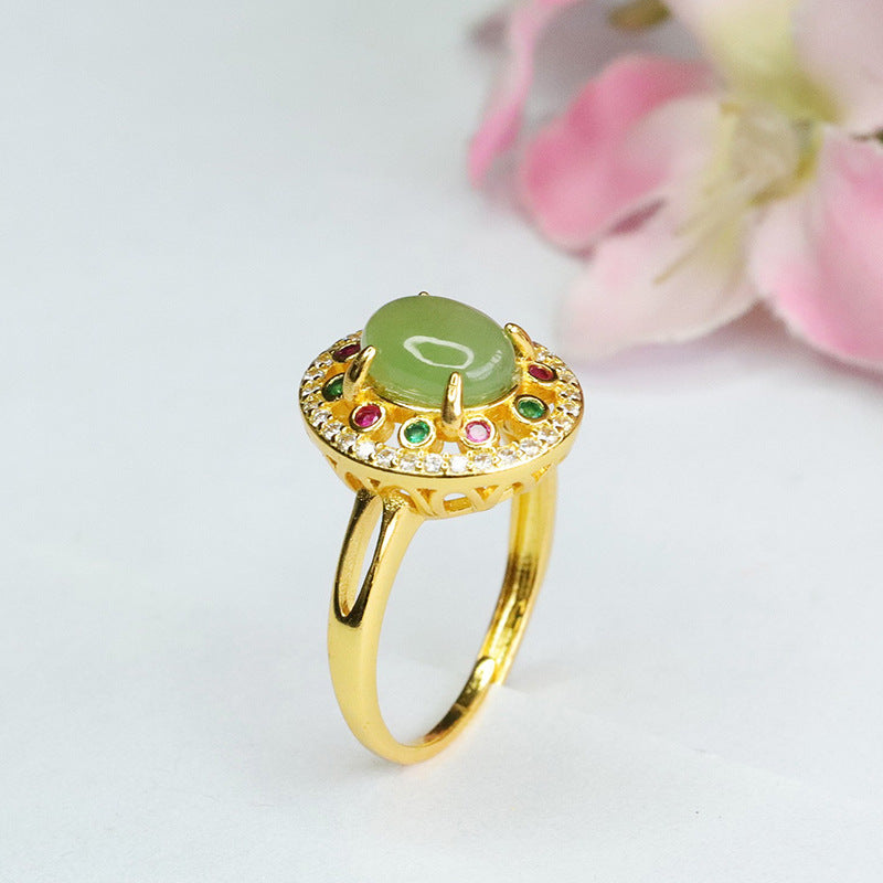Hetian Jasper Vintage Cabochon Ring