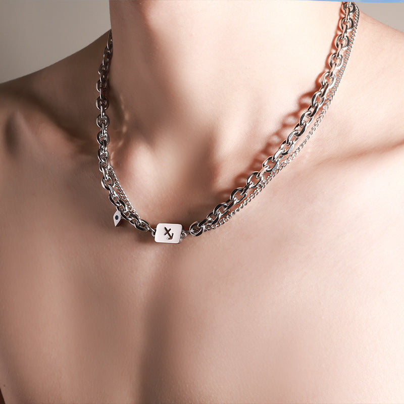 Planderful Jewelry Twelve Constellations Necklace For Men Stainless Steel Chain Luxury Design