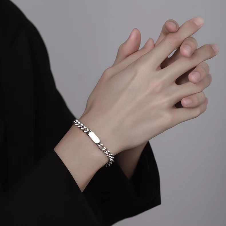 Planderful Jewelry Cuban Nameplate Bracelet Stainless Steel