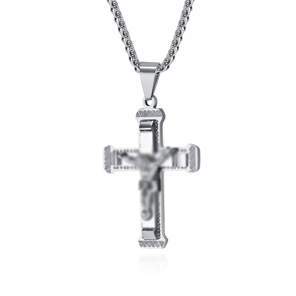 Planderful Hip Hop Cross Necklace Titanium Steel For Men Versatile Pendant Everyday Genie Collection