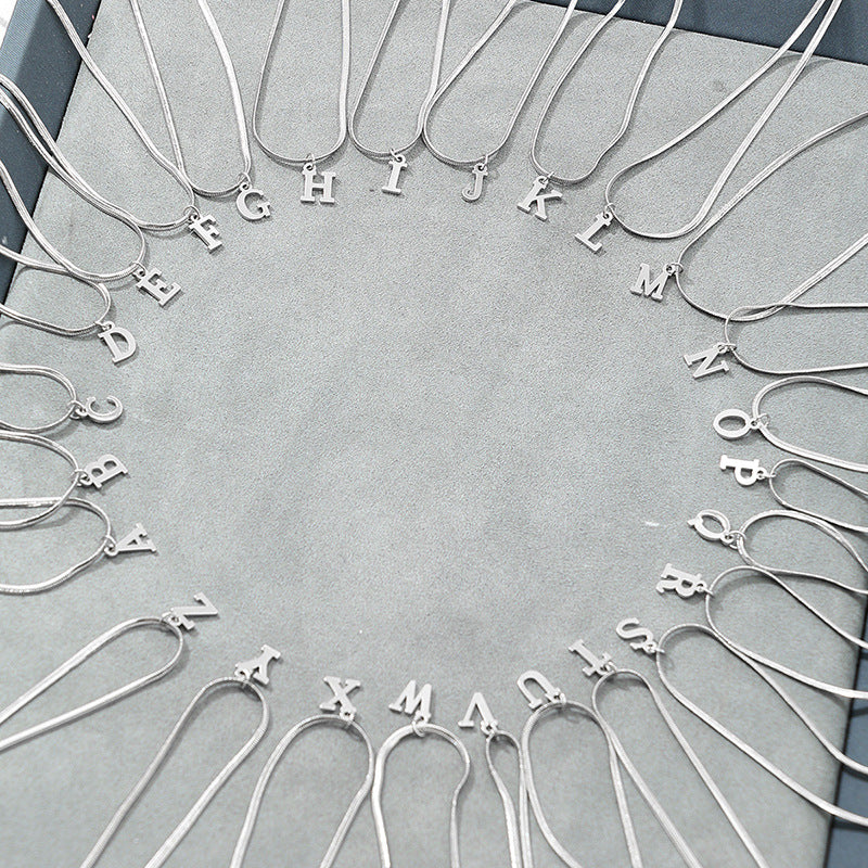 French Elegant 26-Letter Pendant Necklace with Minimalist Design for Women's Chic and Delicate Weave Chain, Choker, Neckpiece