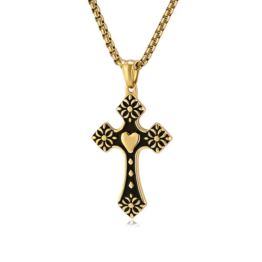 Heart Shaped Cross Pendant Necklace In Durable Titanium Steel For Edgy Hipster Punk Fans By Planderful Everyday Genie