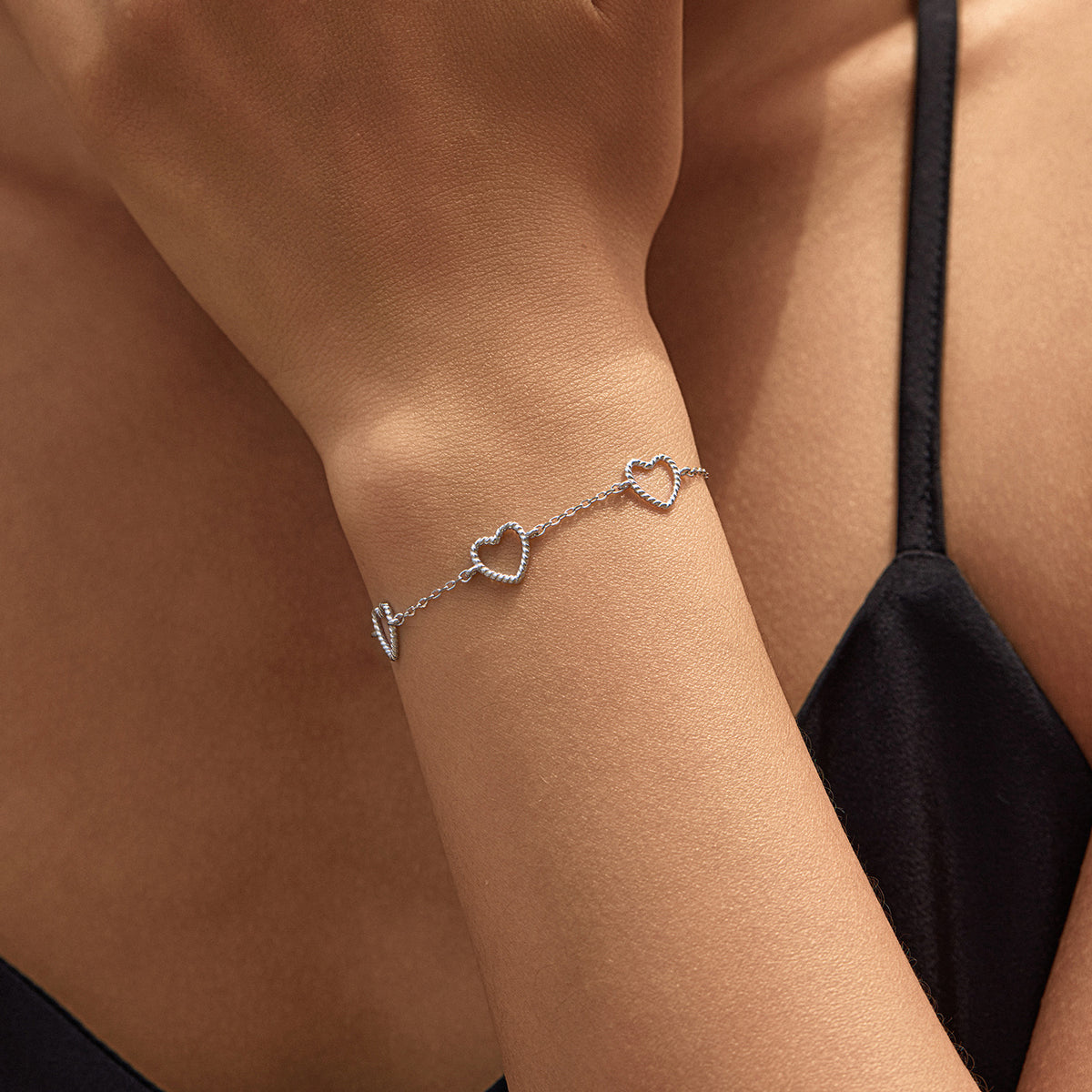 925 Sterling Silver Heart Openwork Bracelet