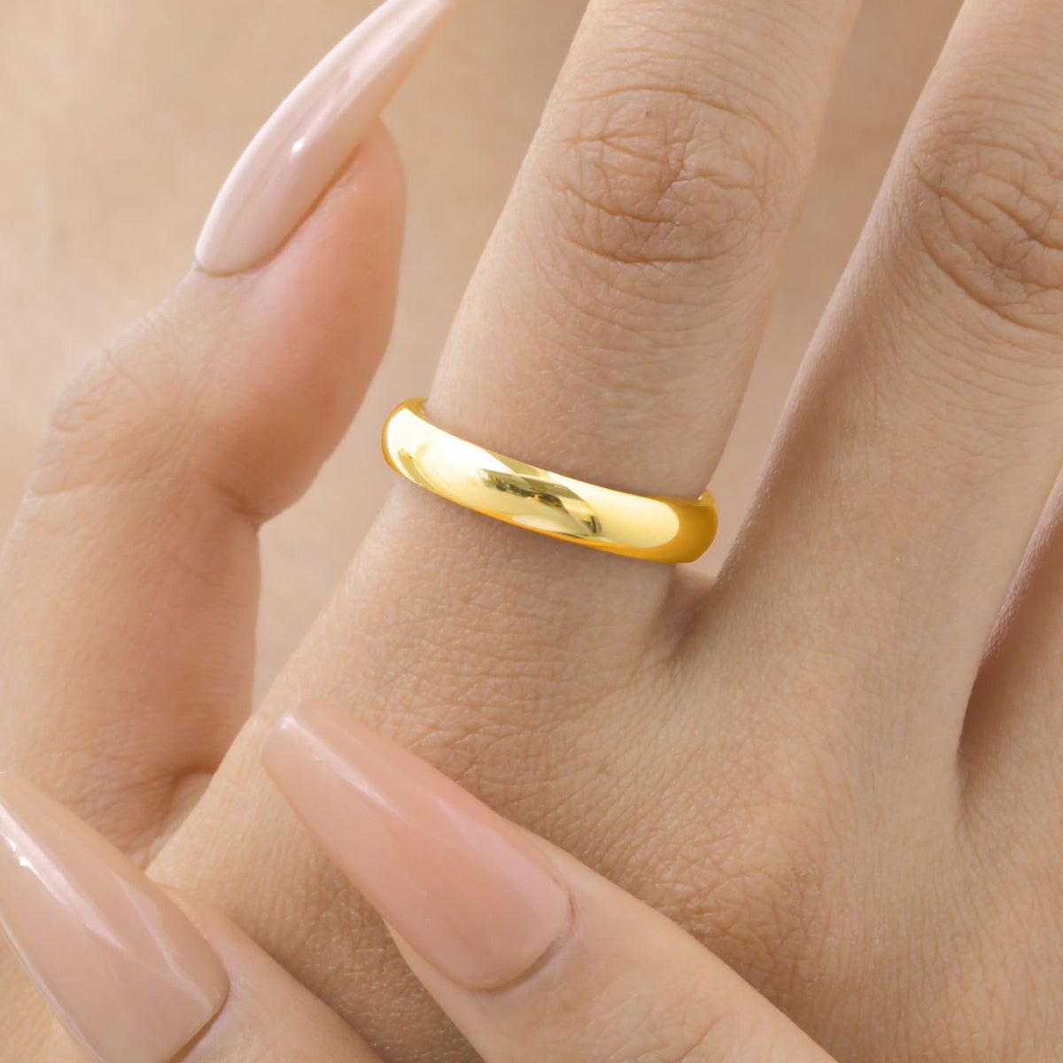 Stainless Steel Plain Ring Curved Gold Ladies