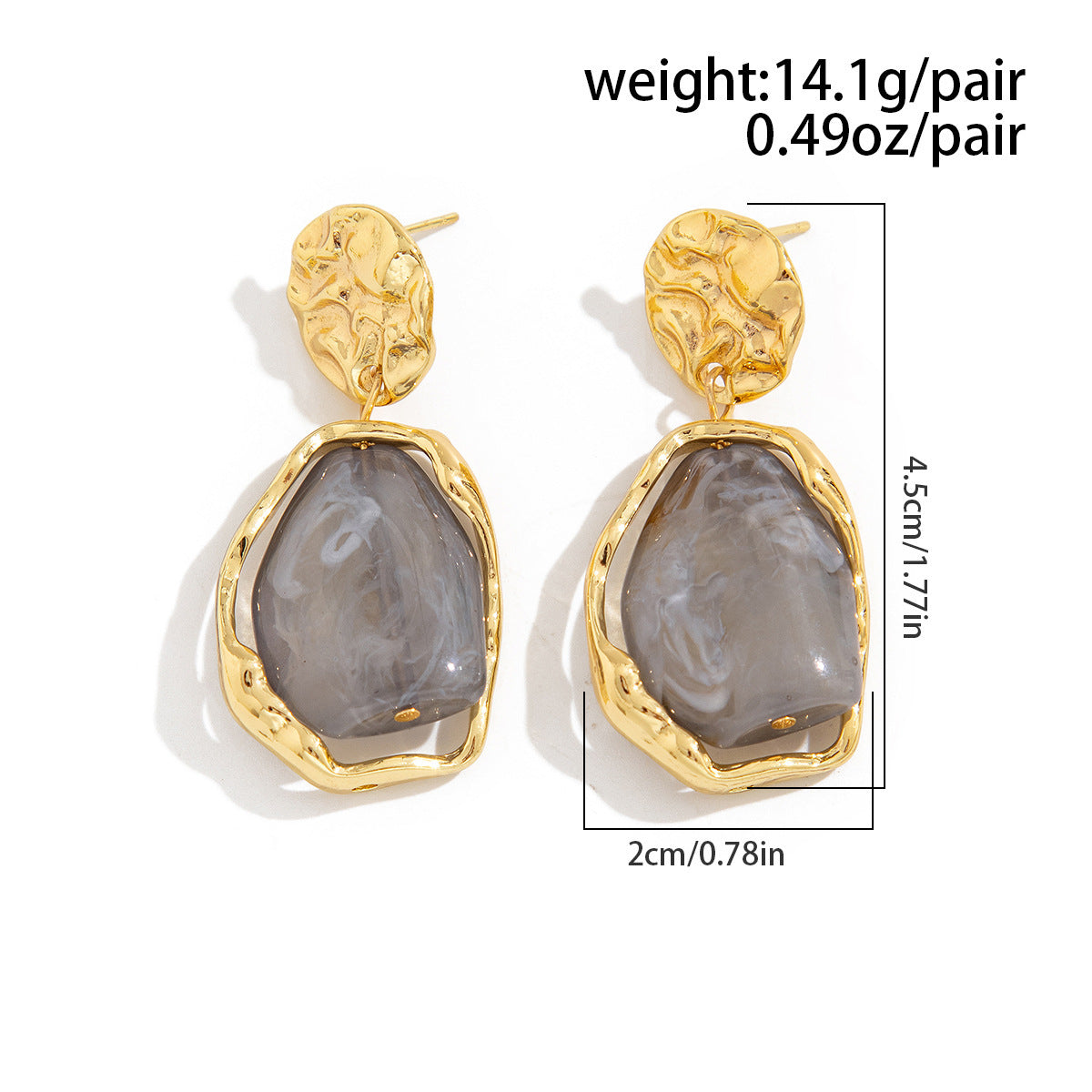 Planderful Imitation Pearl Earrings, Liquid Metal Pleated Studs, Irregular Design, Statement Jewelry for Modern Women